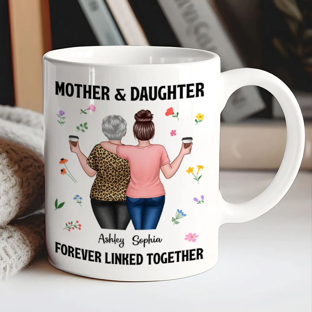 Custom Mother's Day Coffee Mug - Forever Linked Mother and Daughter Design for Cherished Moments - Image 6