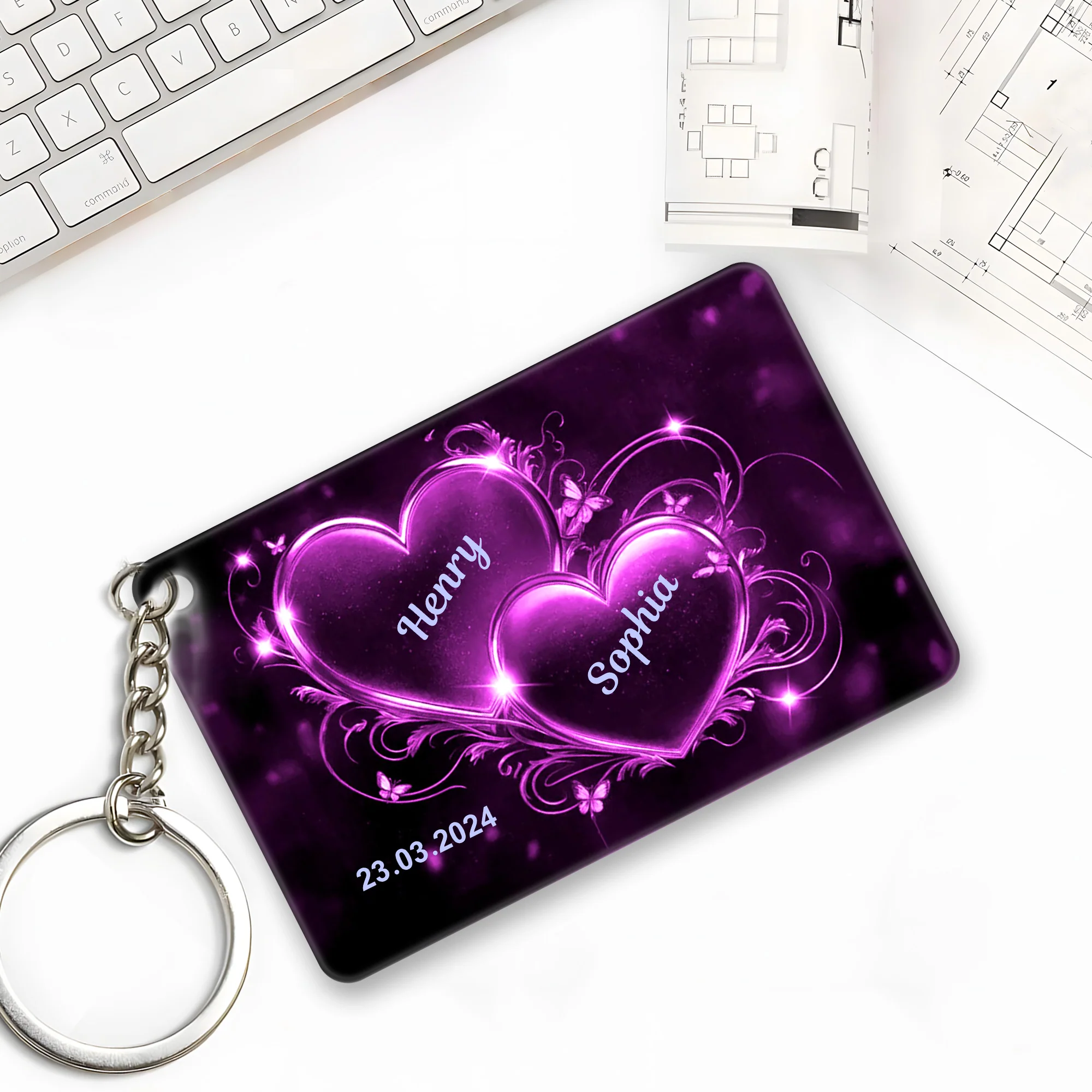 Romantic Double Heart Neon Poster or Canvas - Personalized Valentine’s Day Gift for Couples, Bedroom Decor - Image 8