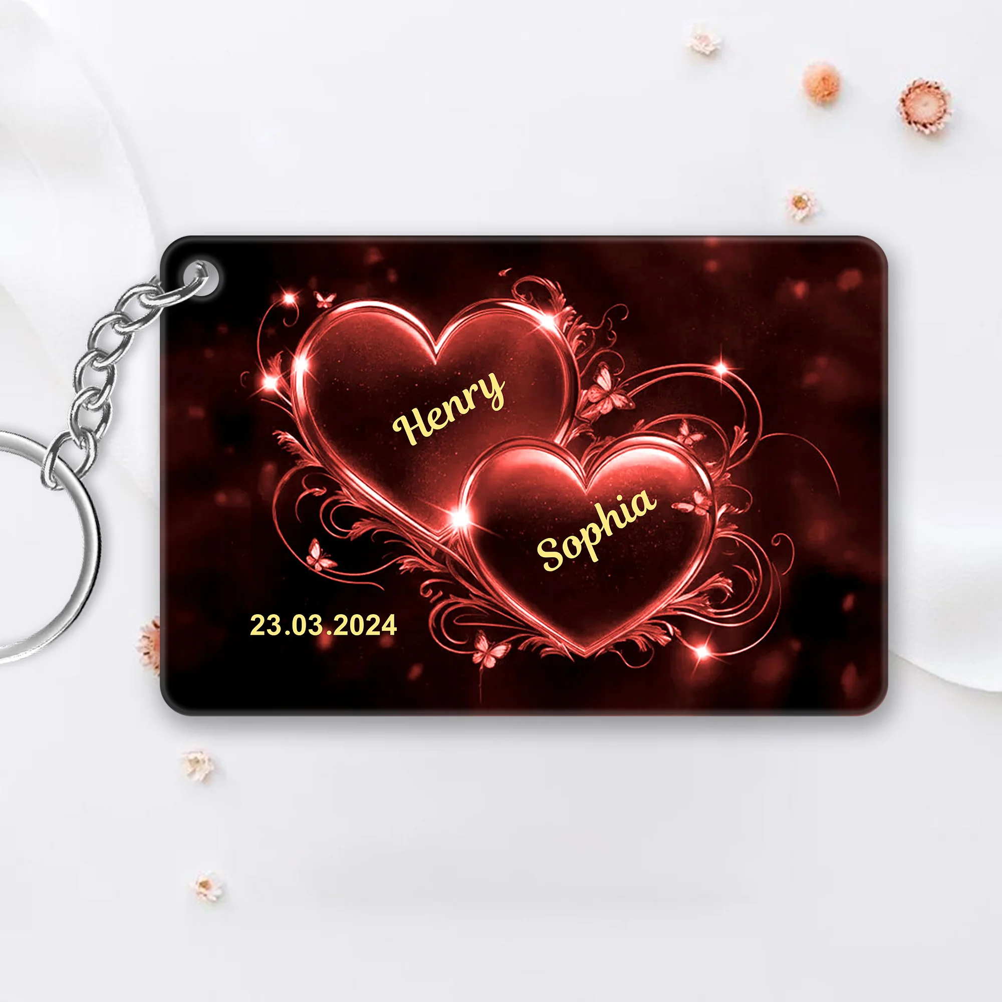 Romantic Double Heart Neon Poster or Canvas - Personalized Valentine’s Day Gift for Couples, Bedroom Decor - Image 9