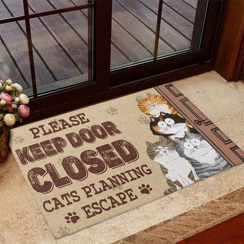 Funny Cat Escape Doormat - Please Keep Door Closed, Cat Planning Escape - Perfect Gift for Cat Lovers - Image 5