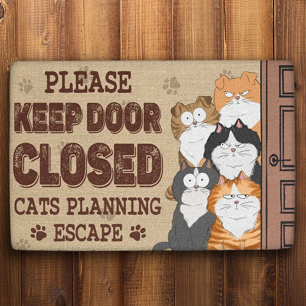 Funny Cat Escape Doormat - Please Keep Door Closed, Cat Planning Escape - Perfect Gift for Cat Lovers - Image 7