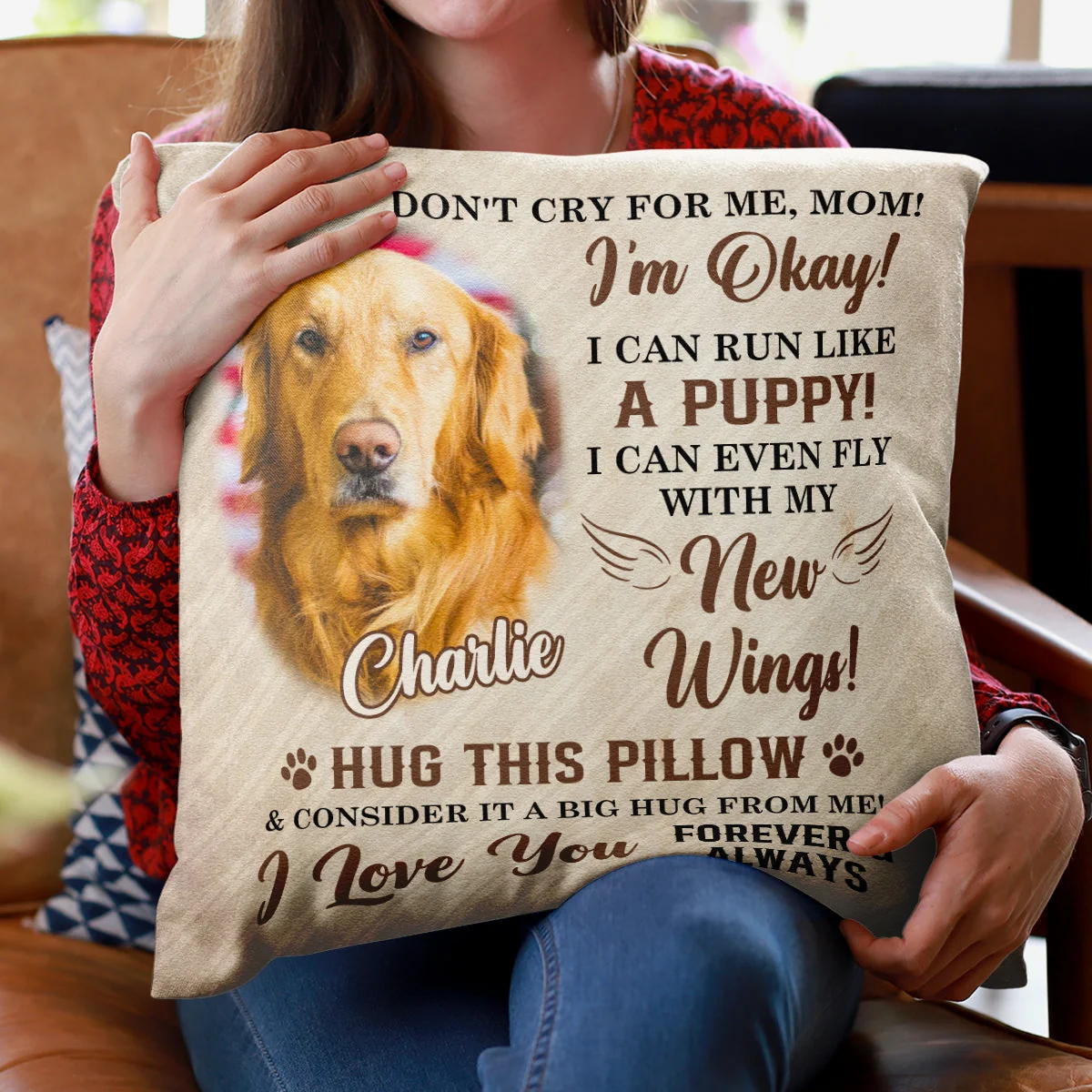 Love and Comfort – Custom Square Pillow Featuring a Pet’s Heartwarming Message – The Ideal Gift for Pet Lovers - Image 5