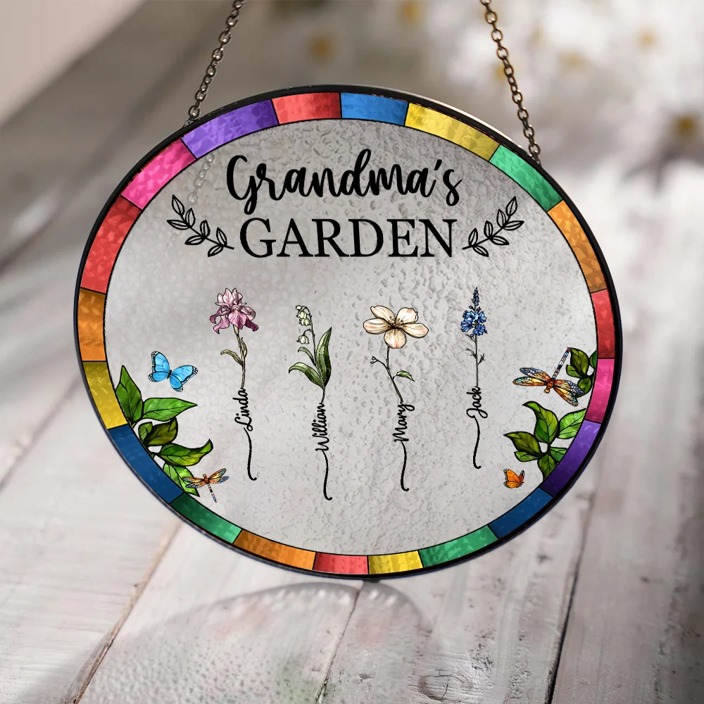 Custom Grandma’s Garden Suncatcher Ornament – Personalized Floral Gift with Family Names – Thoughtful Gift for Grandmother, Birthday & Mother’s Day - Image 3