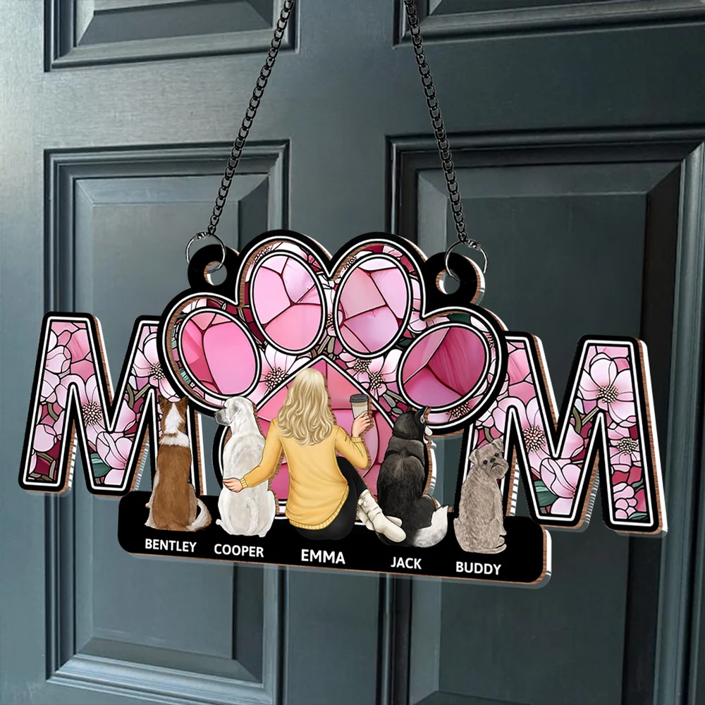 Personalized Wood and Acrylic Layered Ornament – MOM Design with Custom Names and Pet Details, Perfect Mother’s Day Gift for Pet-Loving Moms, A Unique and Sentimental Home Decor Keepsake - Image 4