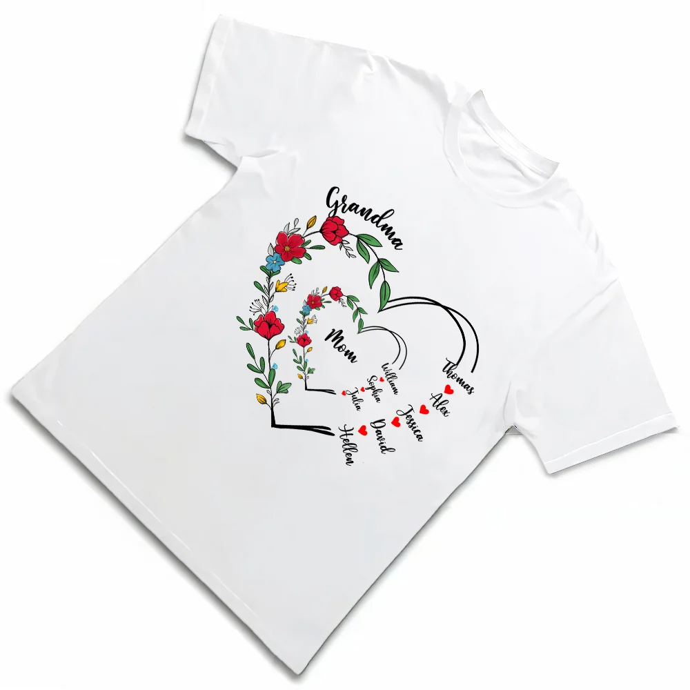 Custom Grandma and Mom Heart Shirt – Personalized Classic Tee, Hoodie, and Sweatshirt with Family Names, Perfect Girft for Mother and Grandma - Image 2