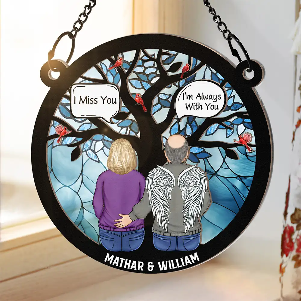 Custom Memorial Ornament – Wood and Acrylic Layered Keepsake Featuring Angel Wings and Cardinal Birds, Perfect for Remembering Loved Ones or as a Sentimental Gift - Image 5