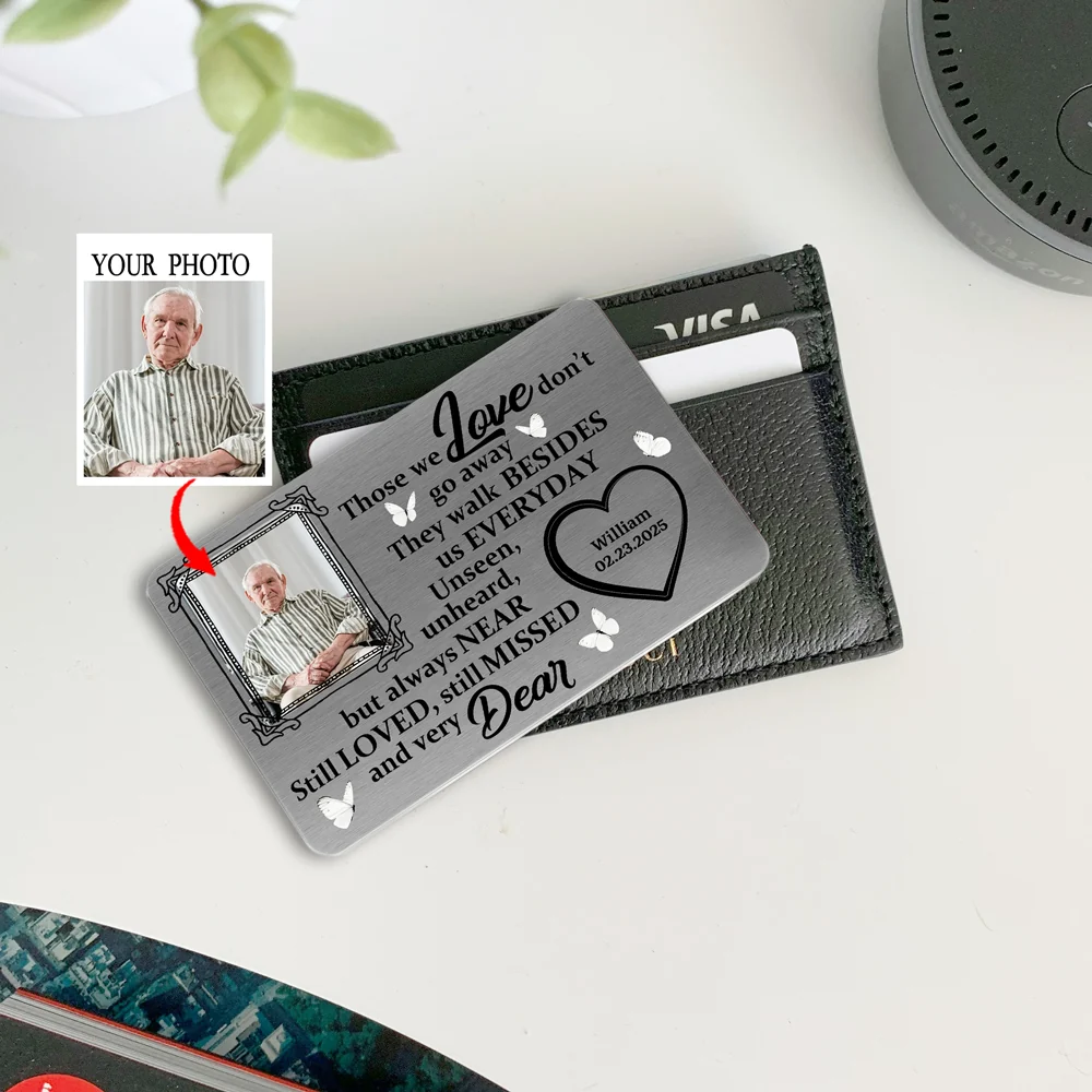 Custom Photo Wallet Card – Personalized Memorial Keepsake Metal Card - Image 3