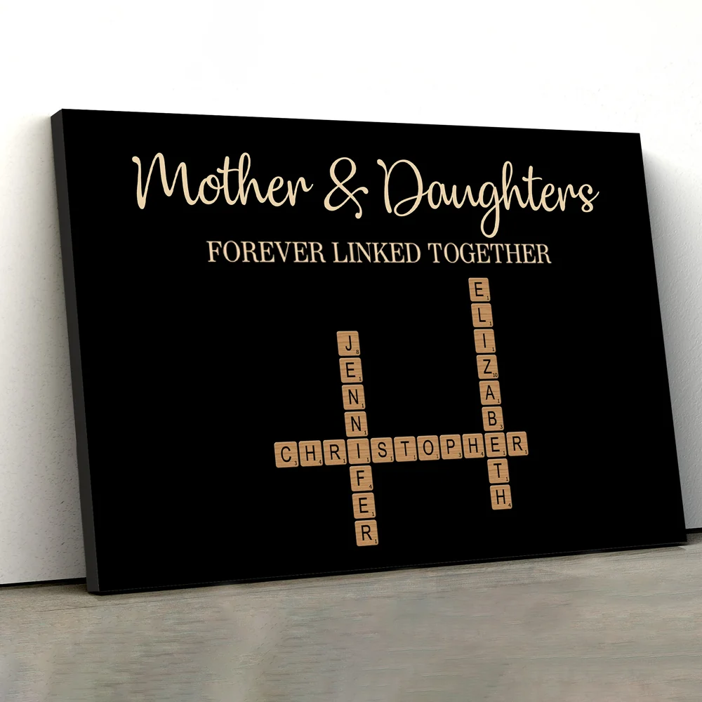 Mother & Dad & Sons & Daughter Forever Linked – Personalized Scrabble Art with Custom Names and Heartfelt Design - Image 3