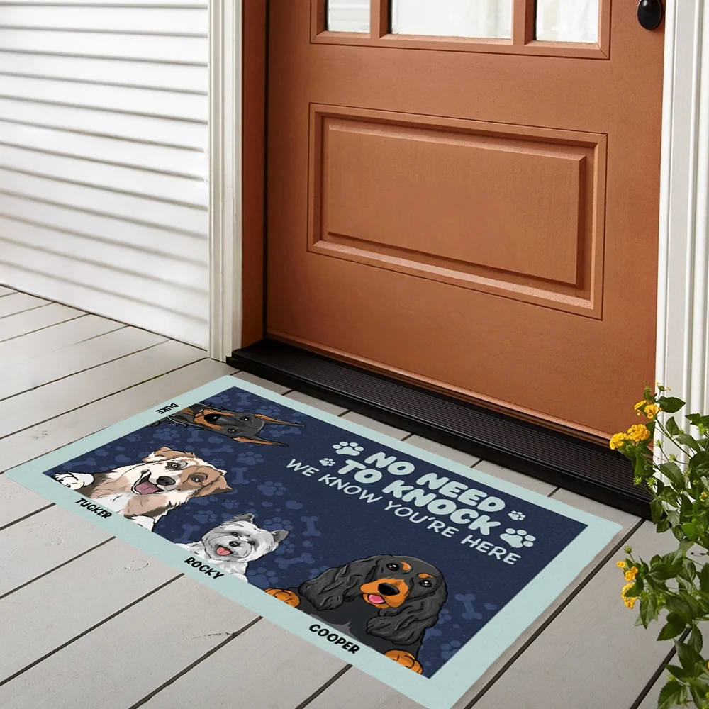 No Need to Knock – Personalized Standard Doormat for Dog Lovers, Custom Names with Fun Pet Designs, Ideal for Home Entrance - Image 3