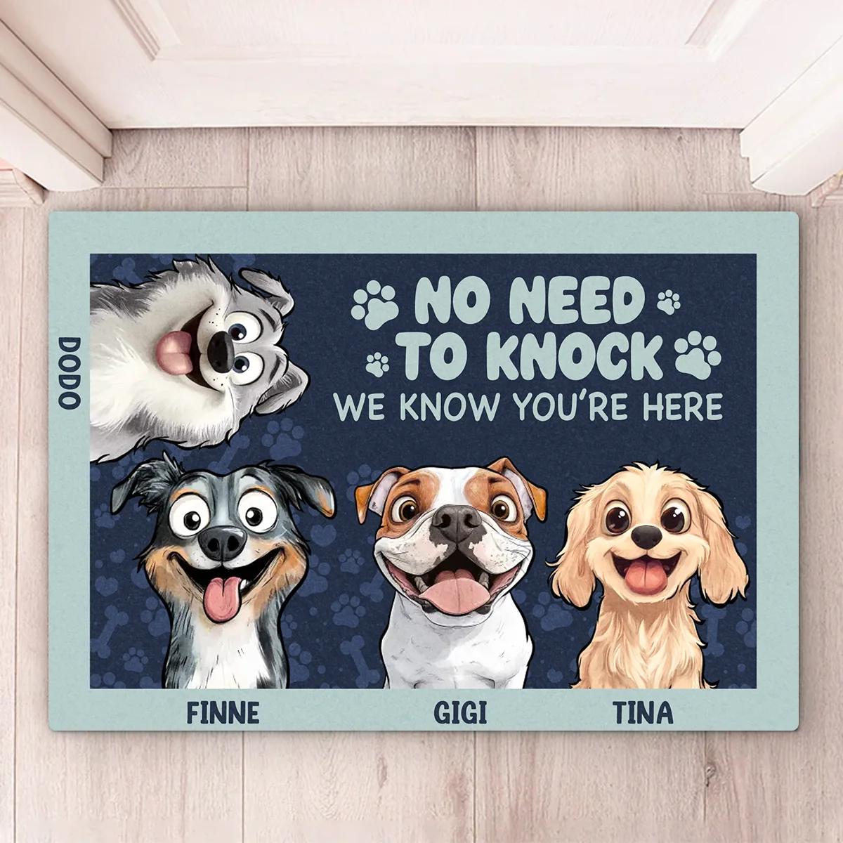 No Need to Knock – Personalized Standard Doormat for Dog Lovers, Custom Names with Fun Pet Designs, Ideal for Home Entrance - Image 5