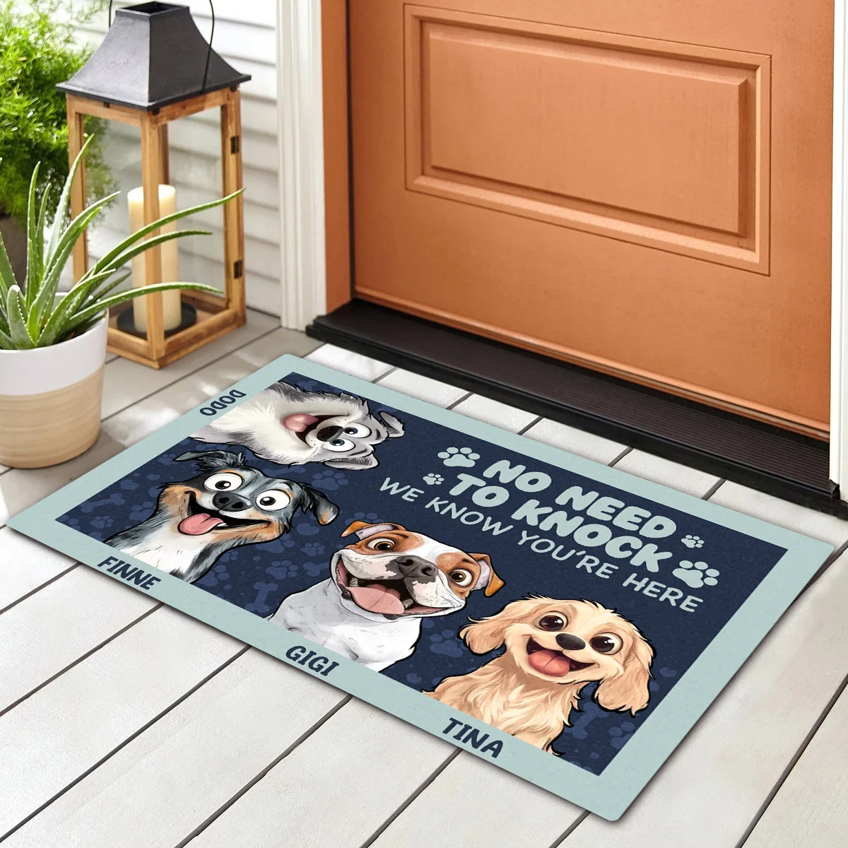No Need to Knock – Personalized Standard Doormat for Dog Lovers, Custom Names with Fun Pet Designs, Ideal for Home Entrance - Image 6