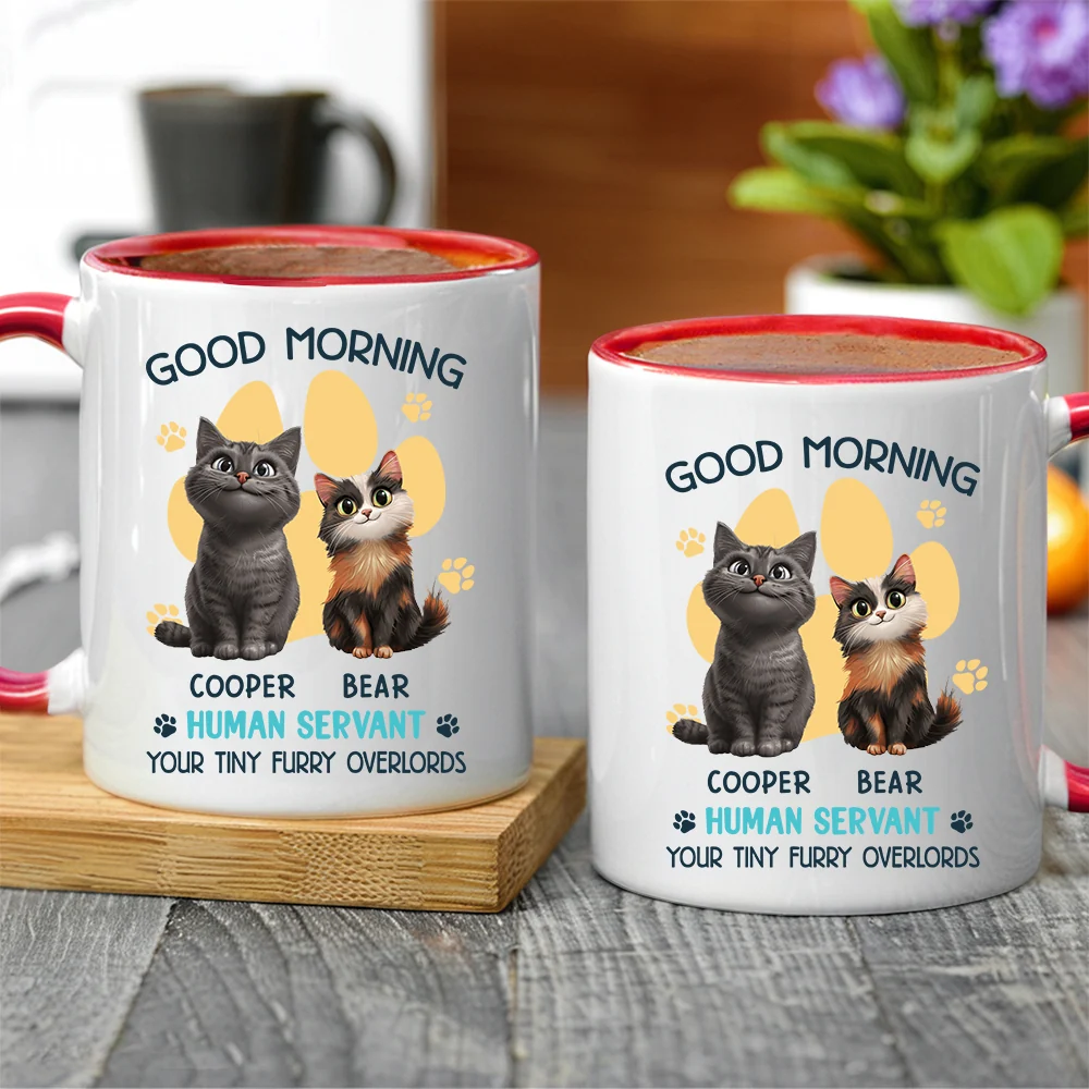 Say Hello to Your Tiny Furry Overlord – Customizable Good Morning Mug for Cat Lovers, Featuring Your Cat’s Name, Great Gift for Cat Owners, Available in White Ceramic Mug or Two-Tone Mug - Image 5