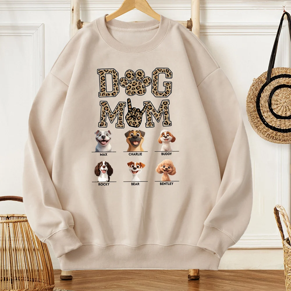 Personalized Dog Mom T-Shirt with Custom Dog Faces - Image 3