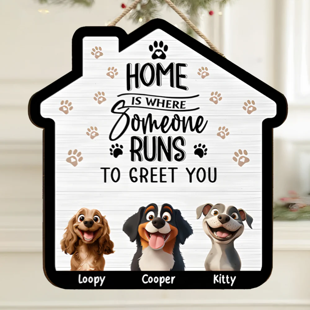 Cute Dog Family Wooden Sign – Perfect Home Decor for Pet Lovers - Image 4