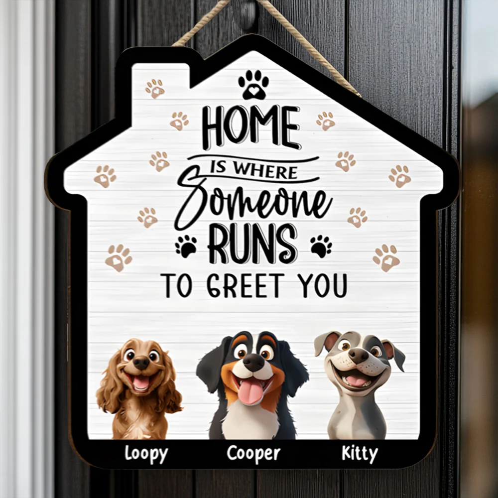 Cute Dog Family Wooden Sign – Perfect Home Decor for Pet Lovers - Image 5