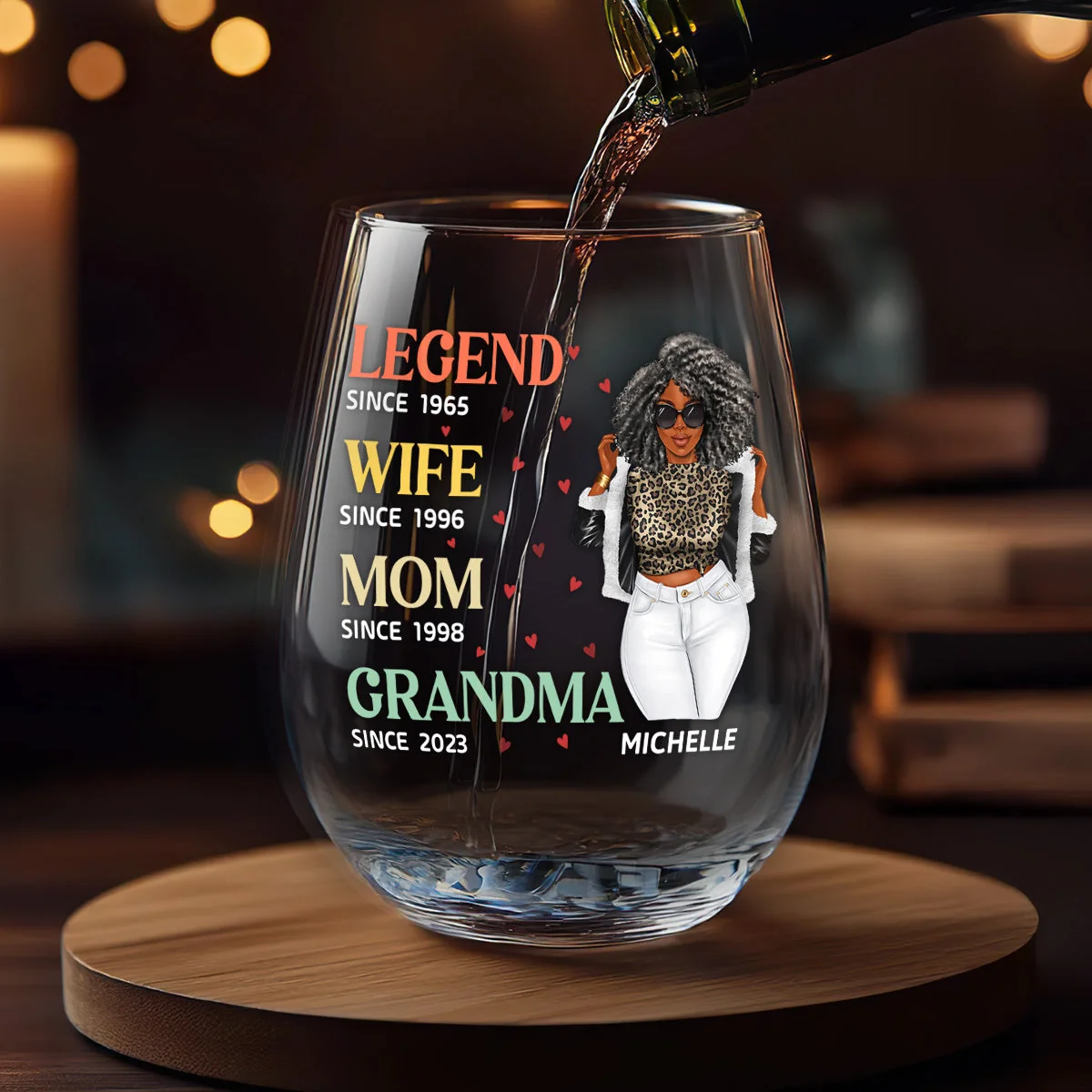 Unique Wine Glass for Her – Custom Design for Wife, Mom, and Grandma to Honor Their Journey - Image 4