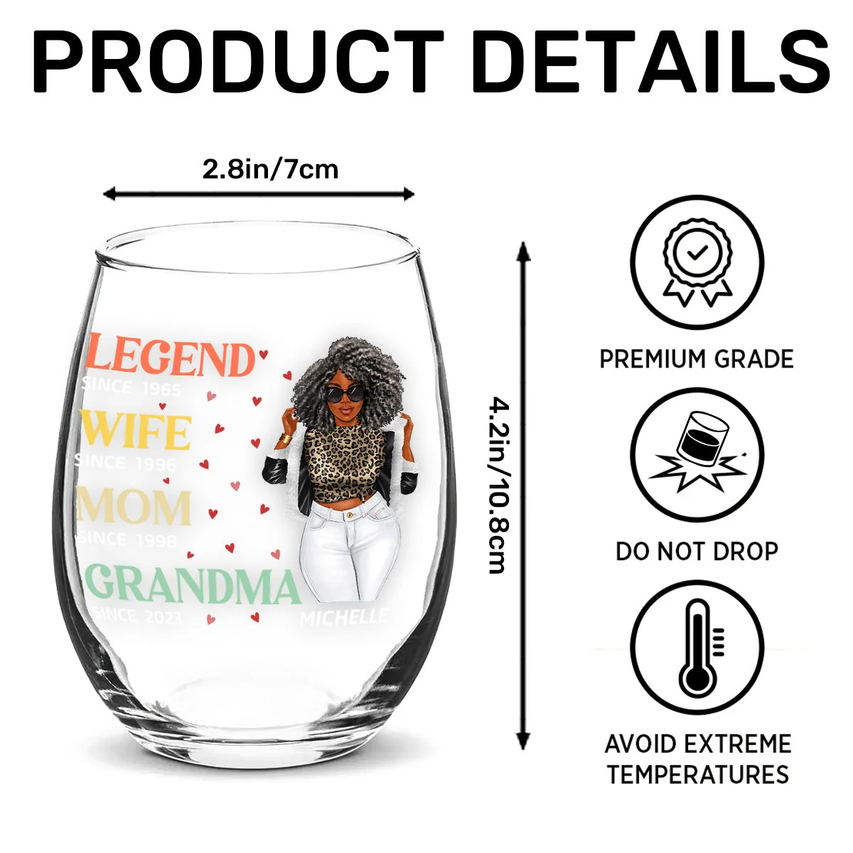 Unique Wine Glass for Her – Custom Design for Wife, Mom, and Grandma to Honor Their Journey - Image 8
