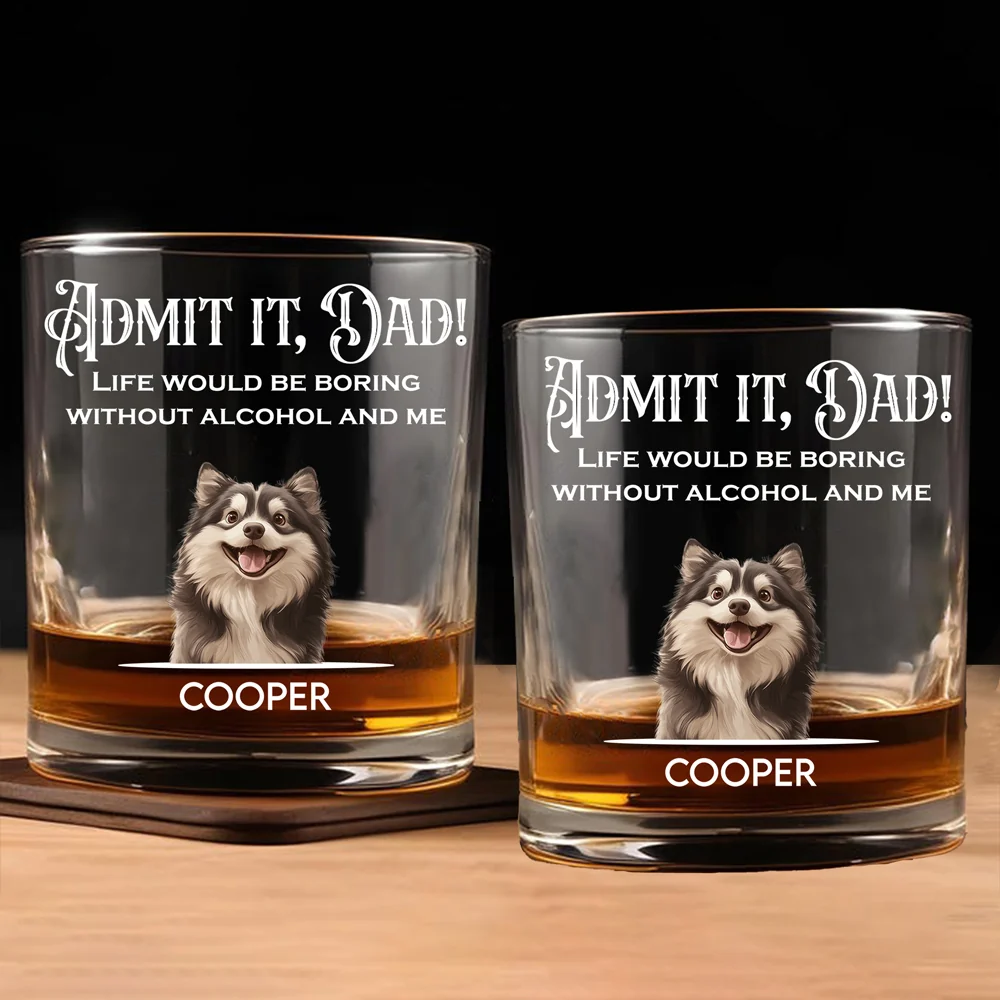 Custom Dog-Design Whiskey Glass for Dad – Personalized Pet Cup Gift