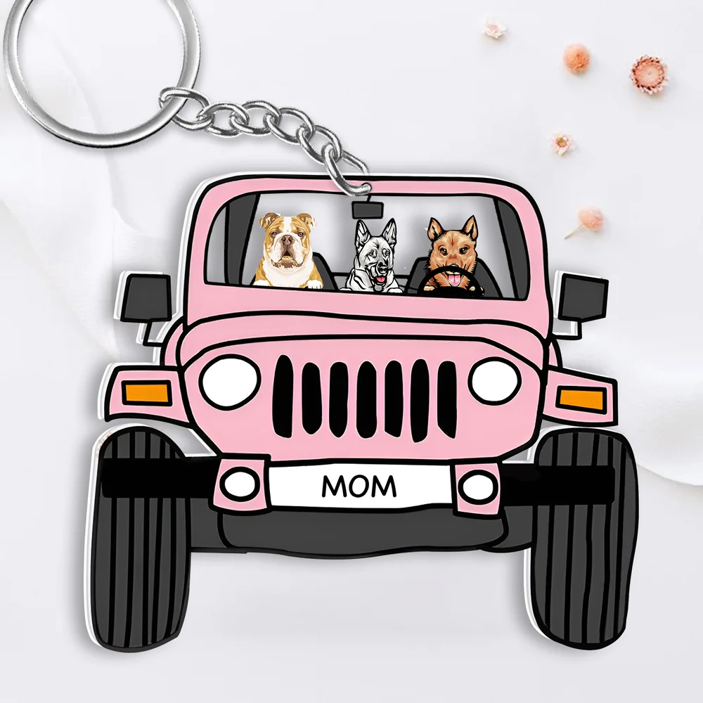 Customized Pet Car Keychain – Choose Dog, Cat, or Upload Your Own Image, Humorous Car Keychain for Pet Lovers