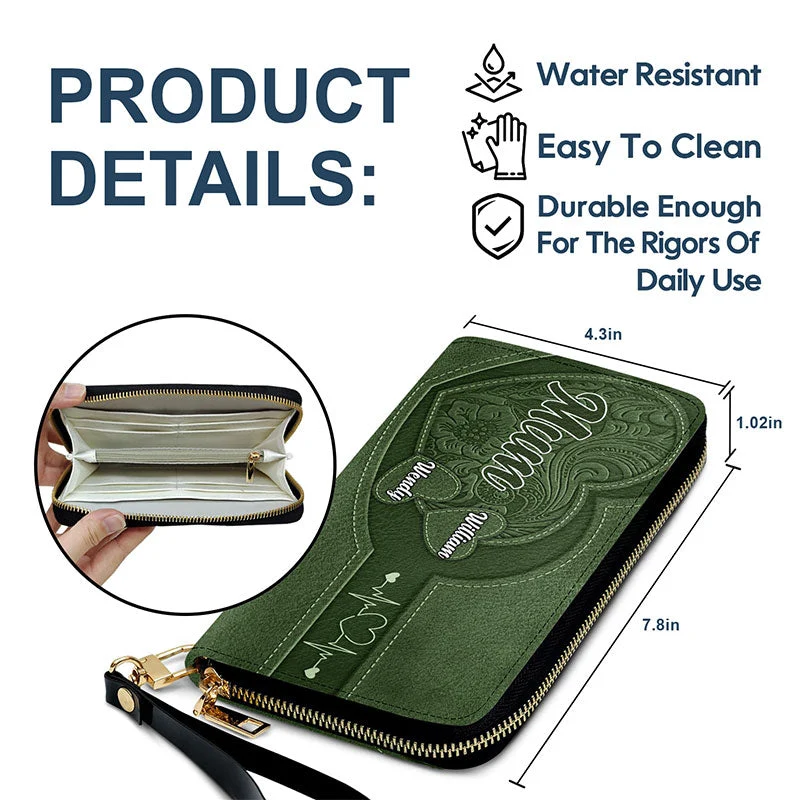 Custom Leather Wallet – Beautiful Leather Long Wallet with Heartfelt Grandkids' Names – The Perfect Gift for Grandma - Image 9