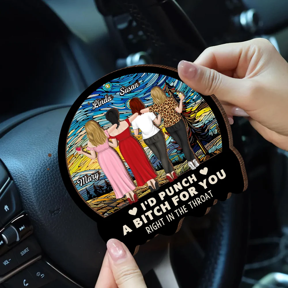 Best Friend Car Hanger – 'I'd Punch a B*h for You' – Funny and Meaningful Visor Clip for Sisters & Close Friends - Image 5