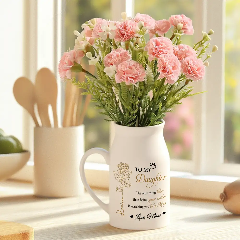 Personalized Handled Vase & Ceramic Mug - Heartfelt Gift for Daughter from Mom – Elegant Keepsake for Mother's Day & Special Occasions - Image 5