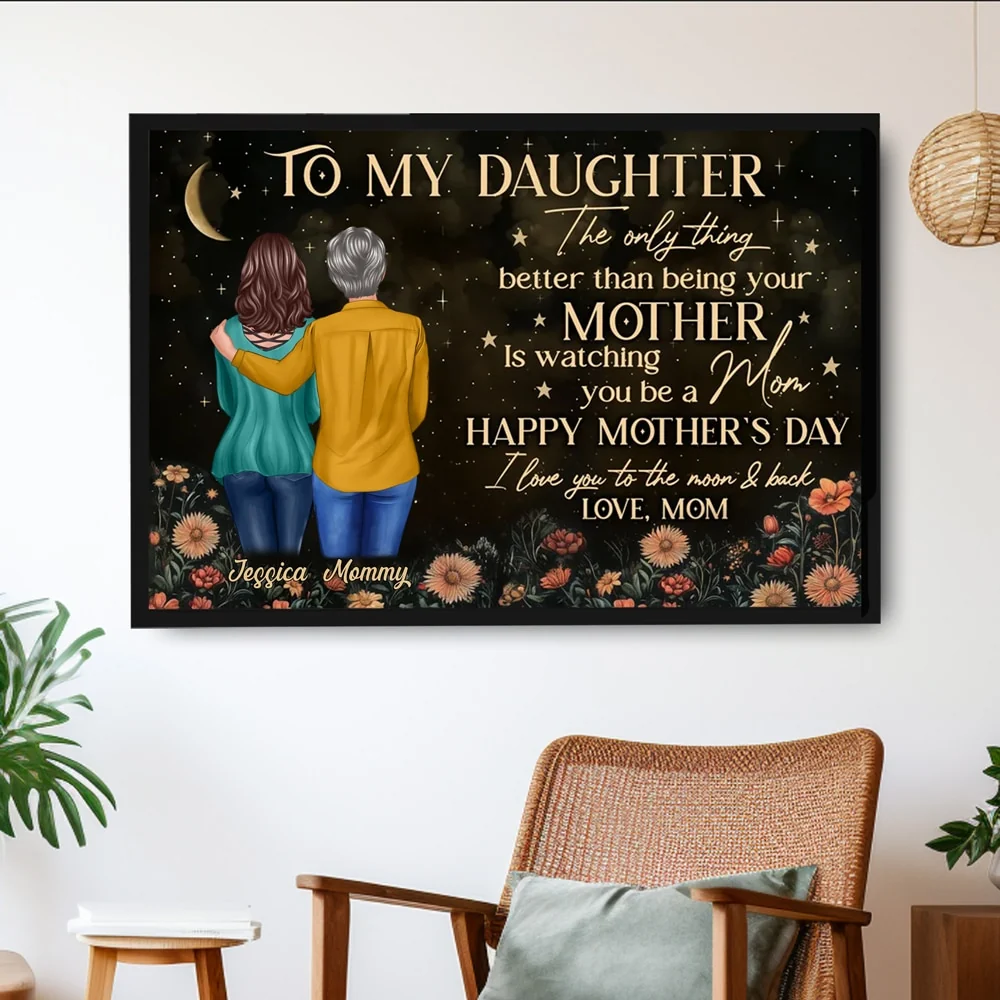 Vintage Floral Moon To My Daughter From Mom Happy Mother's Day Personalized Poster, Keychain, Plaque, Pillow, Ornament & More, Heartfelt Mother's Day Gift for Daughter - Image 3