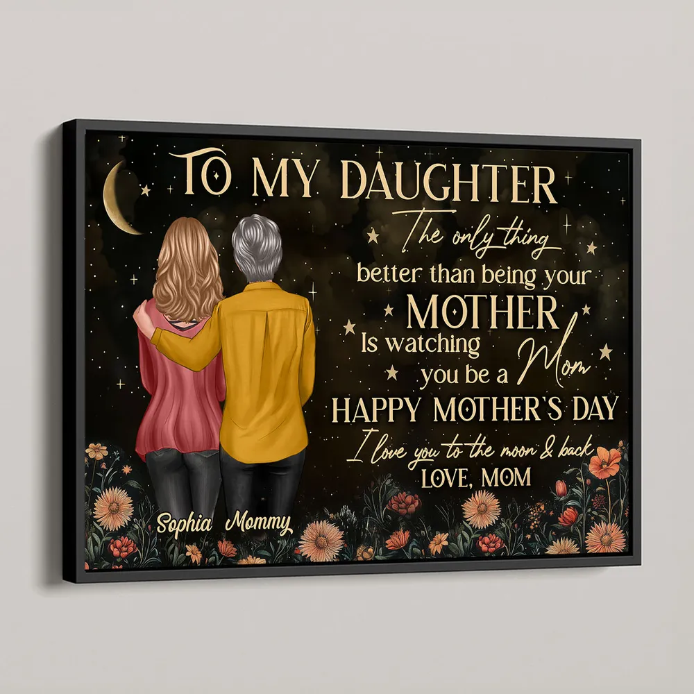 Vintage Floral Moon To My Daughter From Mom Happy Mother's Day Personalized Poster, Keychain, Plaque, Pillow, Ornament & More, Heartfelt Mother's Day Gift for Daughter - Image 5