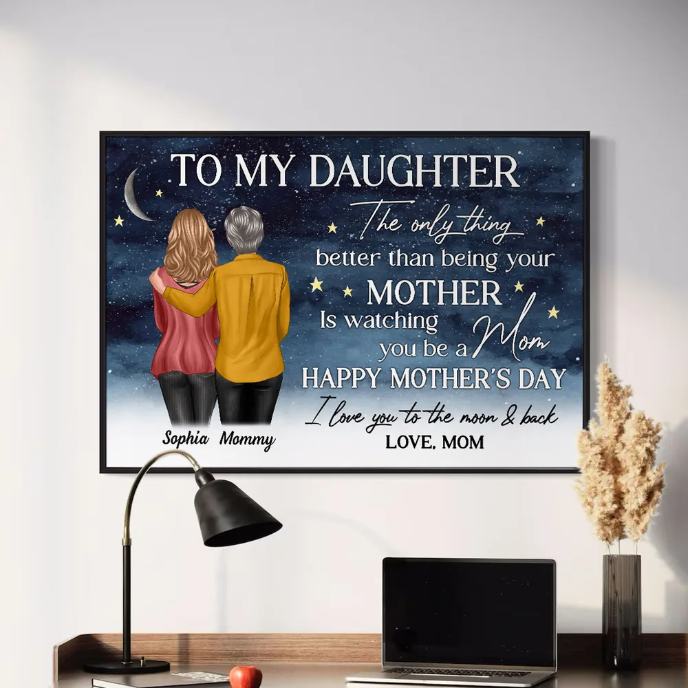 Starry Night To My Daughter – Personalized Poster, Keychain, Pillow, Mug & More, Happy Mother’s Day Gift from Mom - Image 2