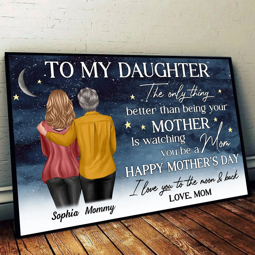 Starry Night To My Daughter – Personalized Poster, Keychain, Pillow, Mug & More, Happy Mother’s Day Gift from Mom - Image 3