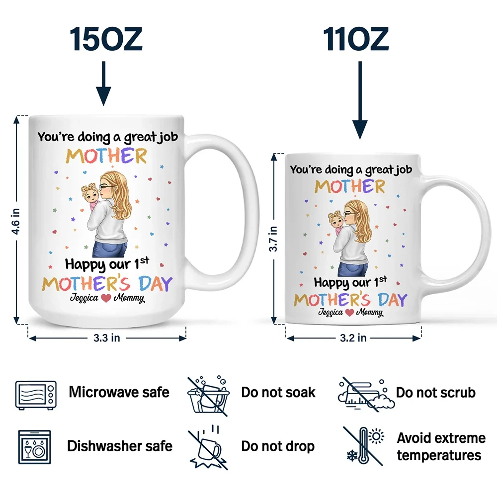 You're Doing a Great Job Mommy Personalized Two-Tone Mug, Happy Mother's Day Gift For Wife, Heartfelt Gift for New Moms, Customizable White Ceramic Mug & Two-Tone Mug - Image 9