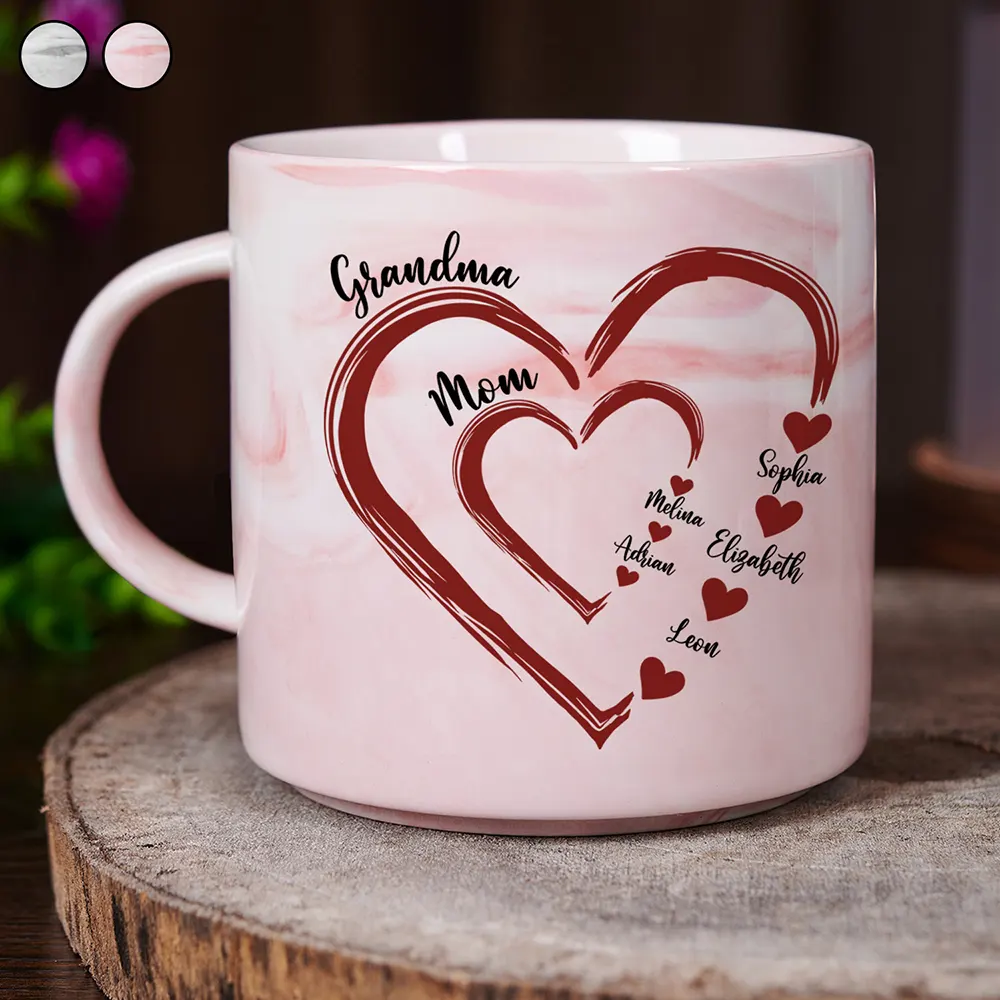 Mom Grandma Sweethearts – Personalized Marble Mug with Custom Family Names, Thoughtful Gift for Mother's Day - Image 4