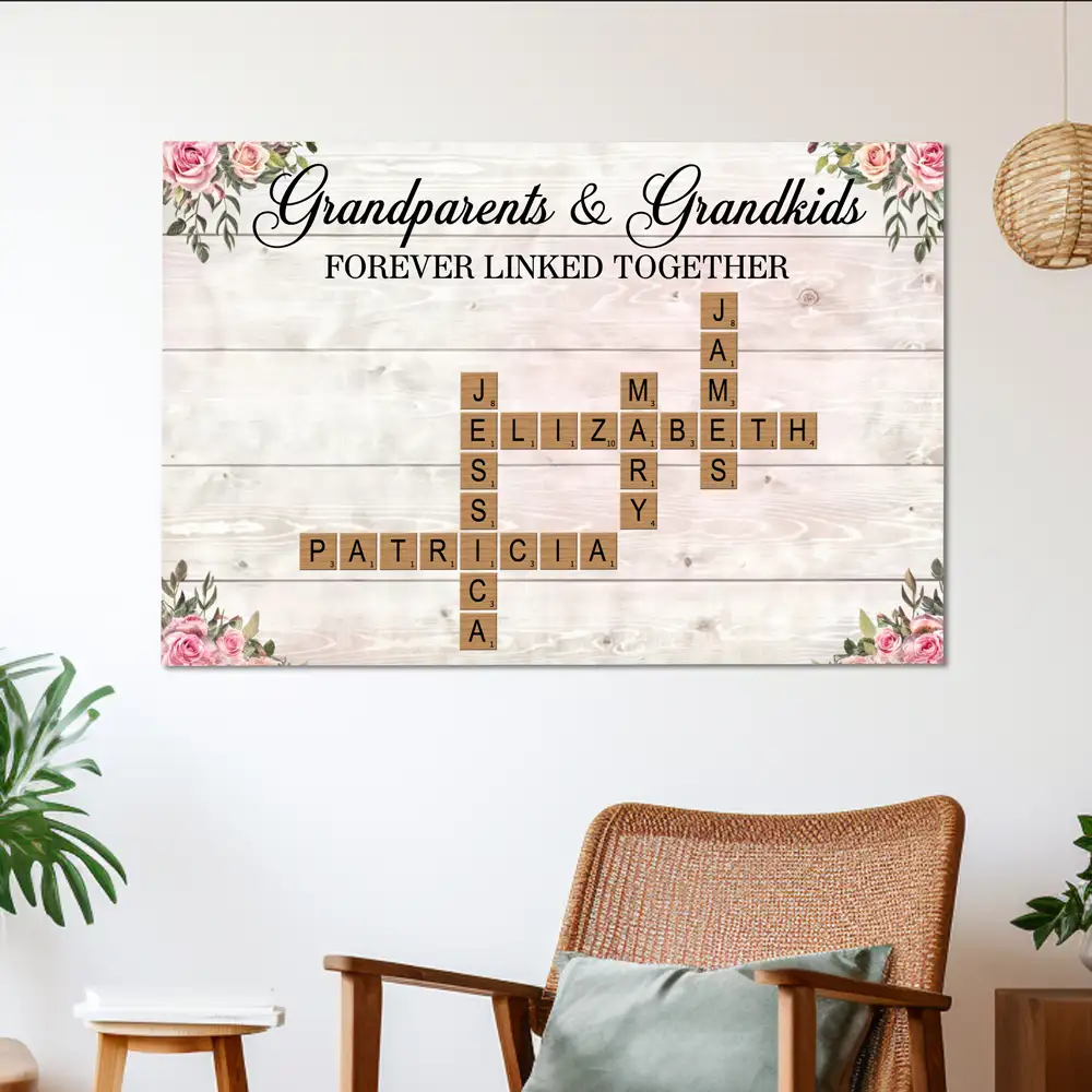 Custom Grandparents & Grandkids Poster - Personalized Canvas Gift - Image 2
