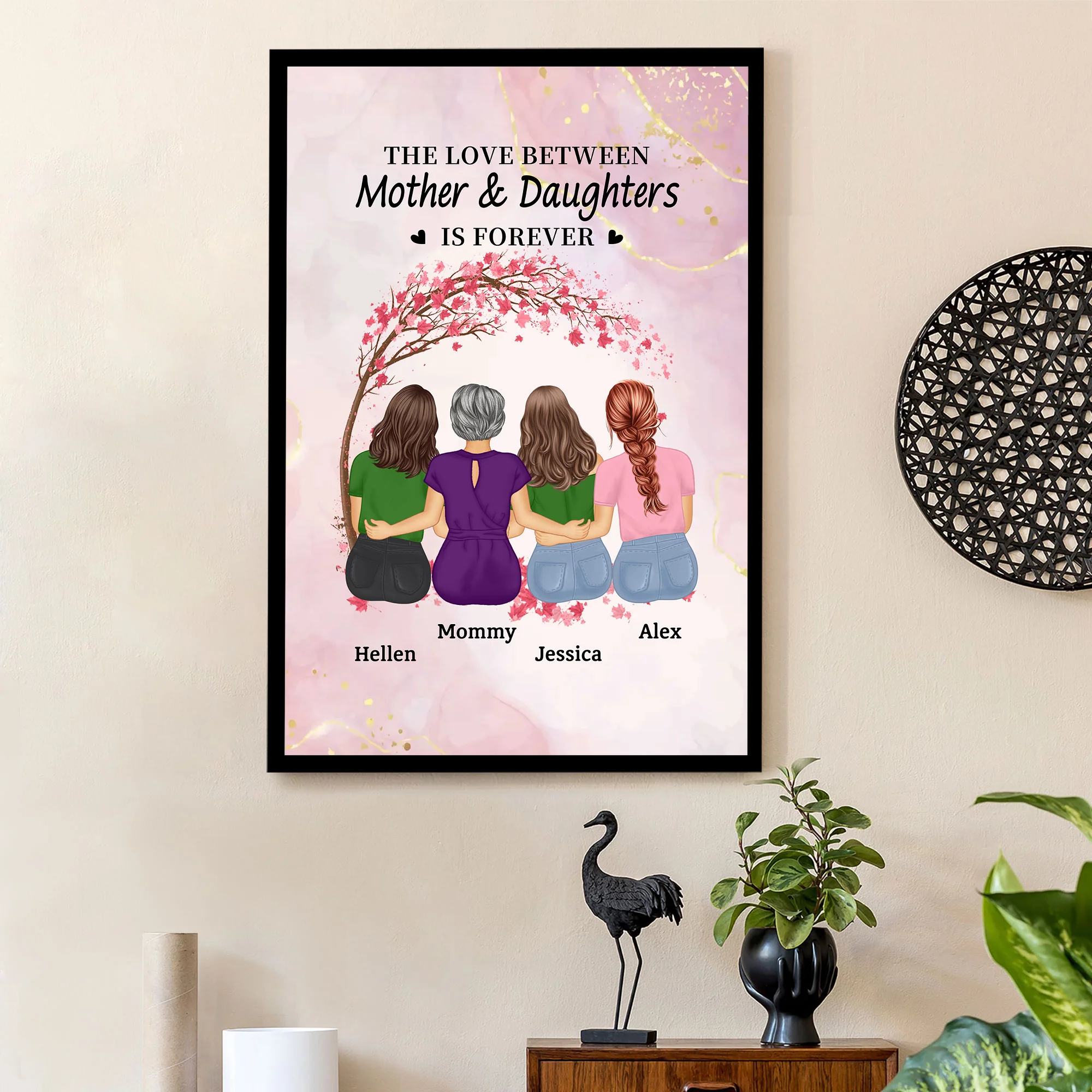The Love Between Mother & Daughters Is Forever - Personalized Poster Gift for Mom, Custom Gift for Mother and Daughters