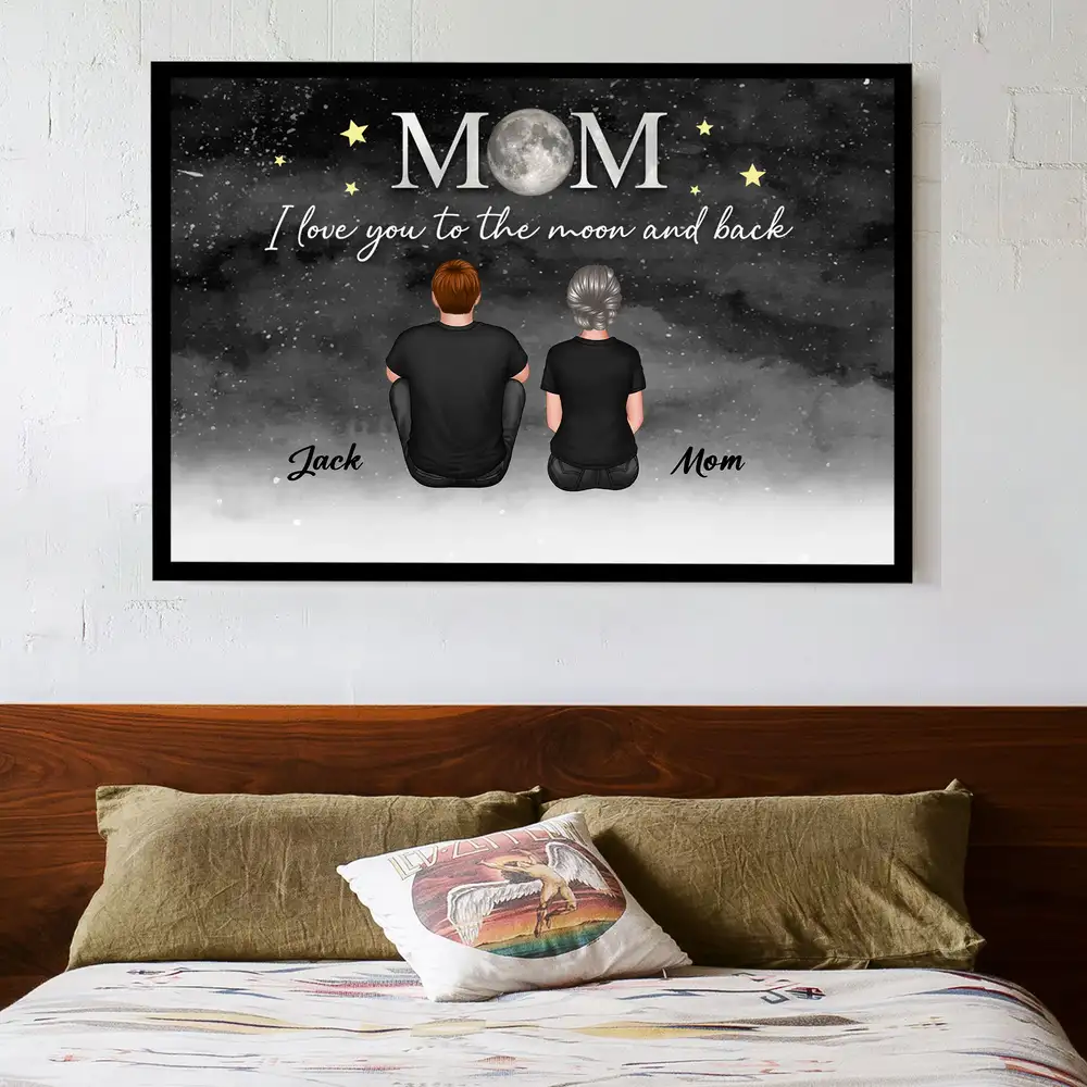 We Love You to the Moon and Back – Personalized Gift for Mom with Family Back View Design – Perfect for Mother’s Day or Family Day - Image 3