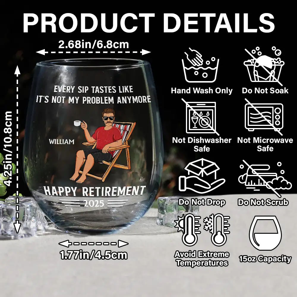Personalized Retirement Wine Glass – Custom Gift for Retirees - Image 4