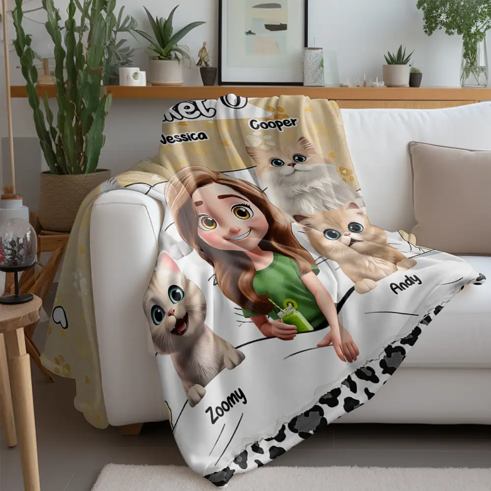 This Is My Cat Cuddling Blanket Personalized for Cat Lovers, Perfect Gift for Cat Owners, Fleece and Sherpa Blanket - Image 3