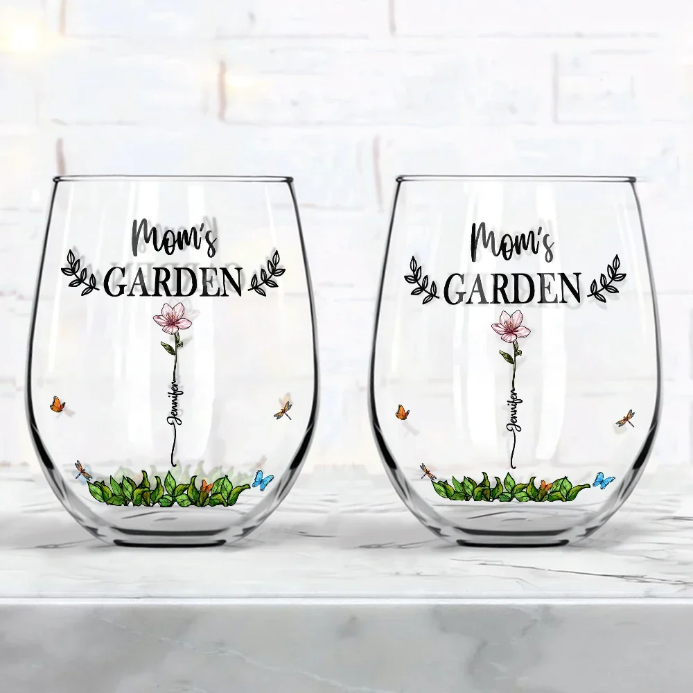 Grandma's Garden Personalized Wine Glass – Custom Floral Design with Loved Ones' Names, Ideal Mother’s Day Gift for Grandmothers, Wine Glass - Image 7