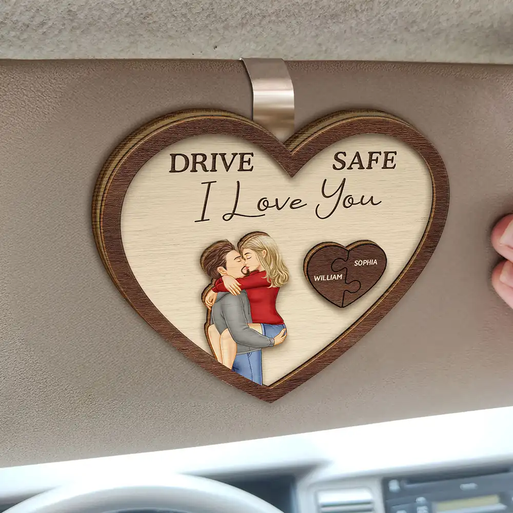 Drive Safe I Love You Kissing Couples Heart - Customizable Car Hanger for Couples with Heartfelt Message – Unique Gift for Valentine's Day - Image 6