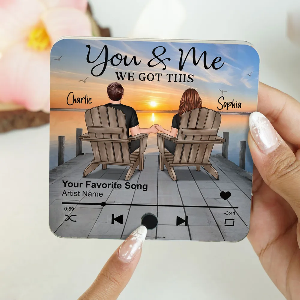 Romantic Couple Hand-in-Hand Acrylic Music Magnet & More – Personalized Anniversary & Valentine's Gift for Couples - Image 2
