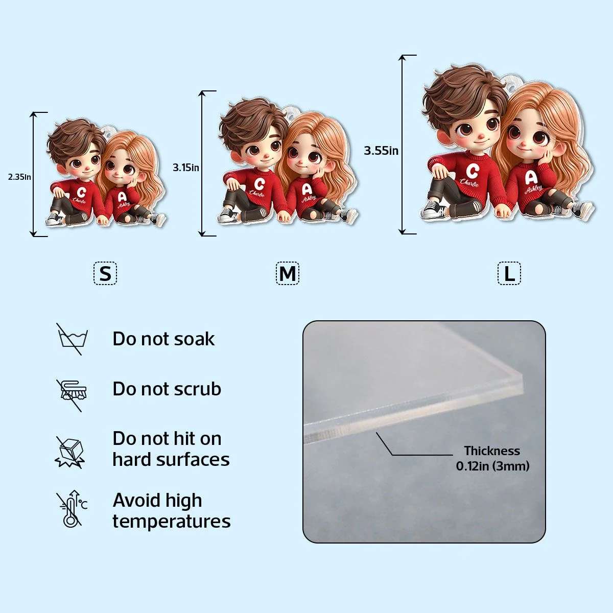 Personalized Cartoon Couple Acrylic Keychain, Creative Keepsake Gift for Anniversaries - Image 10