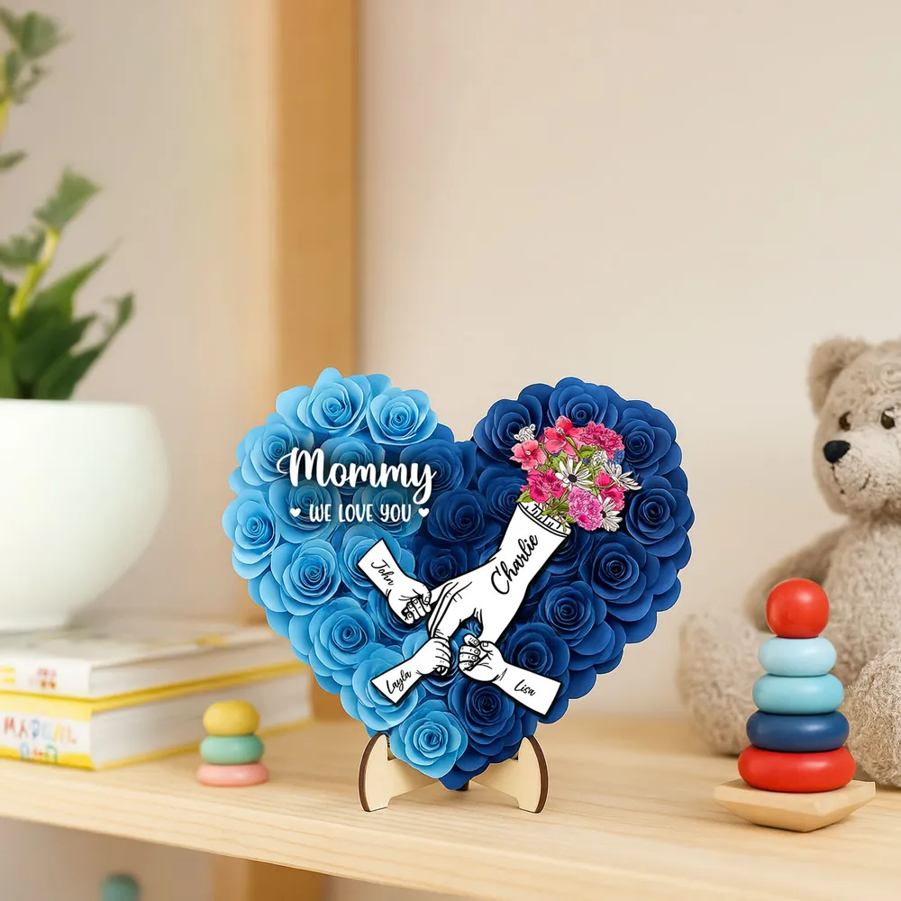 Personalized Wooden Plaque with Hands Design for Mother's Day Gift - Image 8
