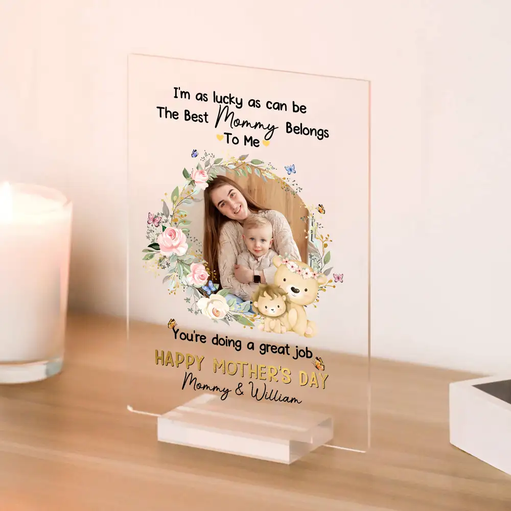 Personalized Baby Plaque with Sweet Floral Elephants Design - Image 4