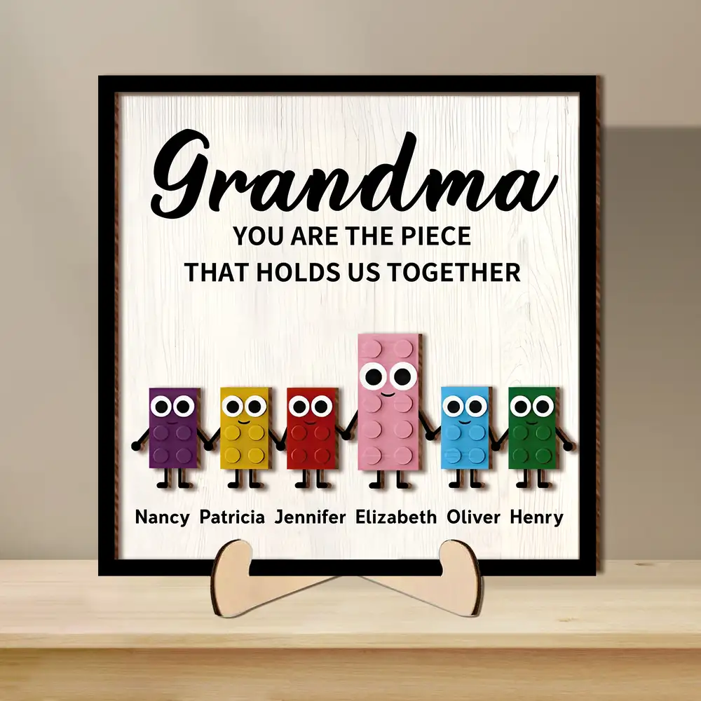 Mom You Are The Piece That Holds Us Together – Personalized 2-Layer Wooden Plaque Gift for Mom or Grandma - Image 2