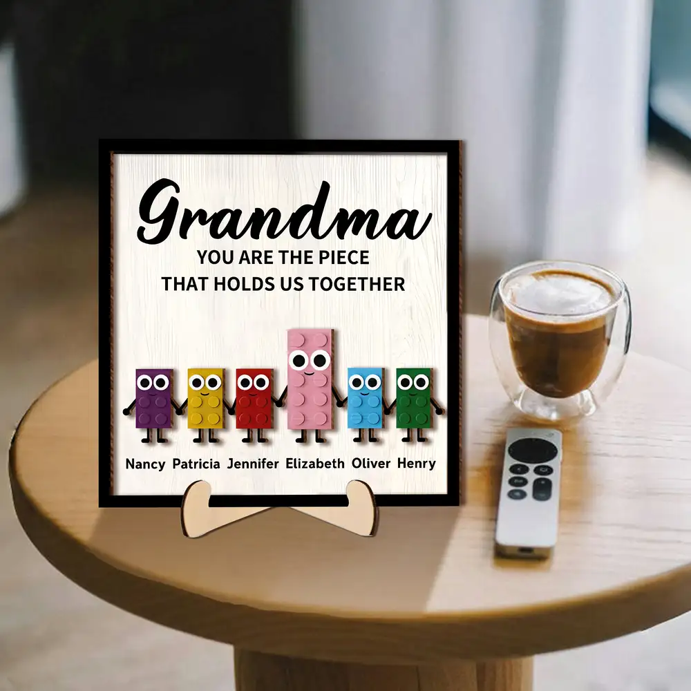 Mom You Are The Piece That Holds Us Together – Personalized 2-Layer Wooden Plaque Gift for Mom or Grandma - Image 3