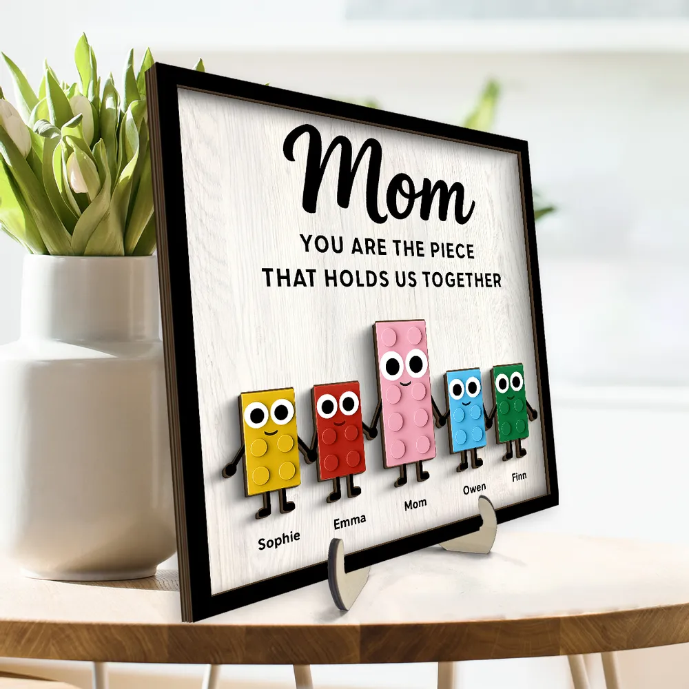 Mom You Are The Piece That Holds Us Together – Personalized 2-Layer Wooden Plaque Gift for Mom or Grandma - Image 6
