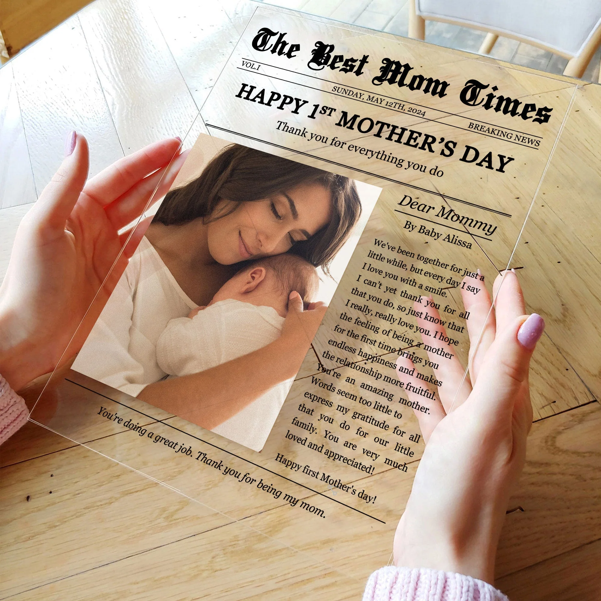 Personalized Acrylic Plaque Gift with Thank-You Letter for Mom - Image 5