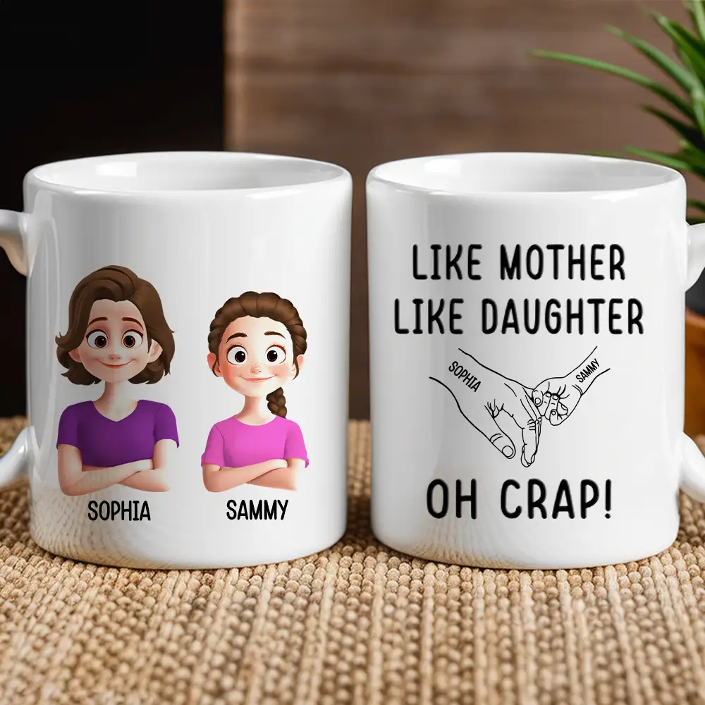 Like Mother Like Children – Customizable Cartoon Cup with Hand Gesture Design – Best Mother's Day Gift