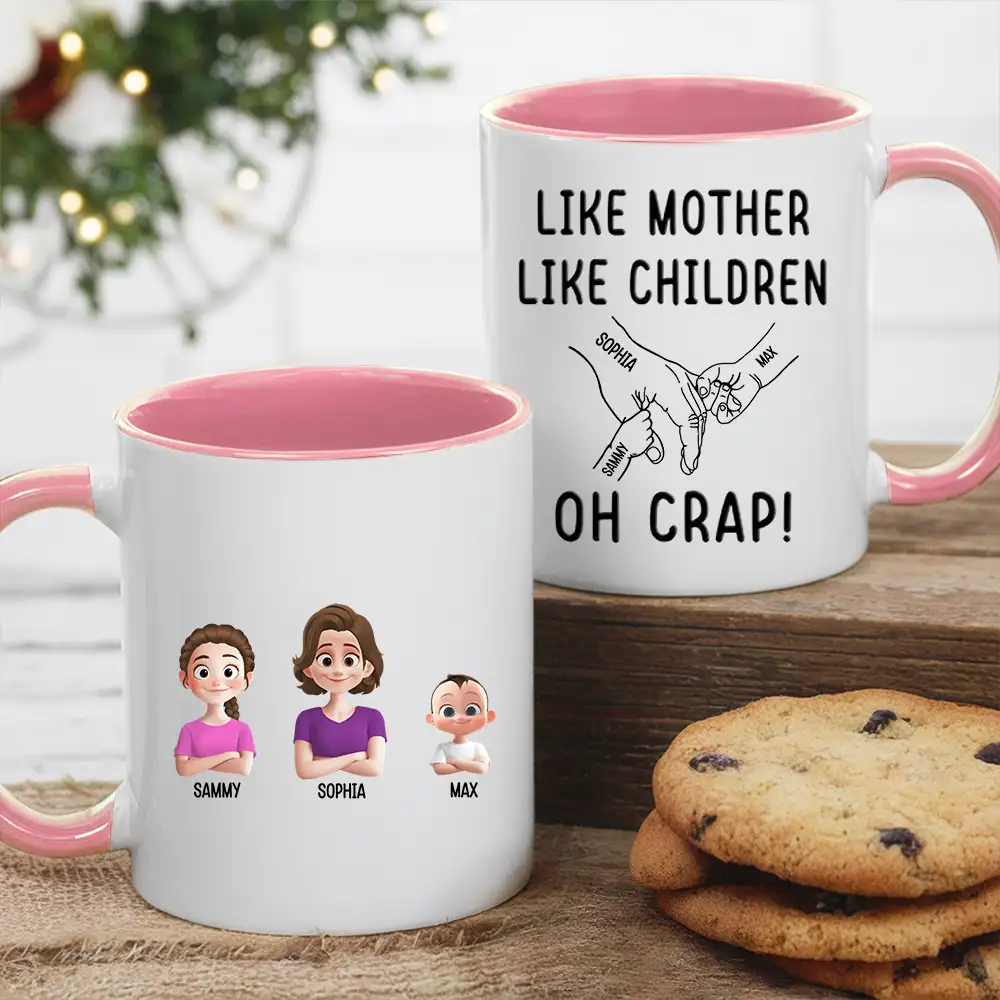 Like Mother Like Children – Customizable Cartoon Cup with Hand Gesture Design – Best Mother's Day Gift - Image 3