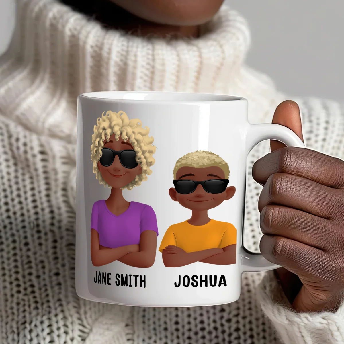 Like Mother Like Children – Customizable Cartoon Cup with Hand Gesture Design – Best Mother's Day Gift - Image 7